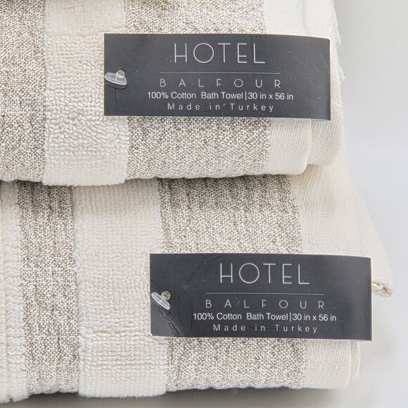 Hotel Balfour 4pc Cream And Taupe Turkish Cotton Towel Set 2‎ Bath 2 Hand - Picture 11 of 15